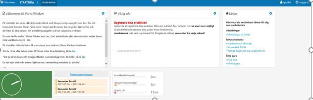Självservice HR/Lön - Medarbetare Så här ser det ut när du kommer in på startsidan i medarbetarrollen.