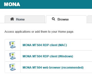 För att använda MON i webbläsaren klickar du på MON MTSXX web browser (recommended). Det behövs ingen installation av ytterligare programvara.