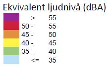 Dimensionerande beräkningsfall. Buller från transporter (bussar och personbilar) ger ett försumbart bidrag till det totala trafikbullret.