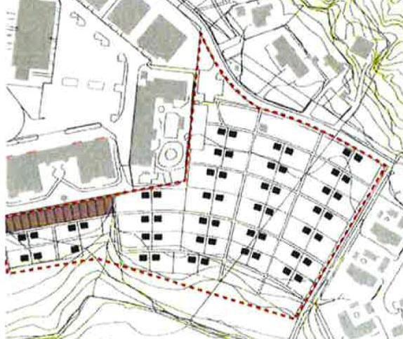 Kolonilottsområde 10 (15) Figur 12. Preliminär skiss planerad bebyggelse inom planområdet. 3.