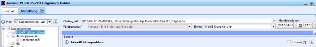 Vårdkontakten kommer efter förflyttning att spegla den enhet som patienten förflyttas till, vilket innebär att denna också med automatik förs över till fältet Vårdenhet.