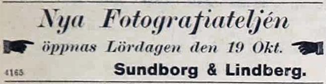 Sundborg & Lindberg i Gammelstad, Skellefteå Ateljén drevs av en duo.