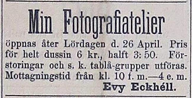 Hon utbildade sig hos fotograf Gustaf Halling i Gävle och praktiserade hos