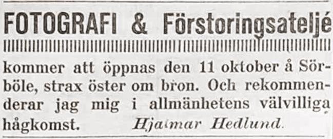 Hj. Hedlund i Skellefteå, Umeå Hjalmar Hedlund (1894-09-26 1971-09-06) f i