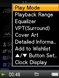 22 Använda OPTION-knappen Du kan ändra olika inställningar för varje funktion när du trycker på knappen OPTION/PWR OFF.