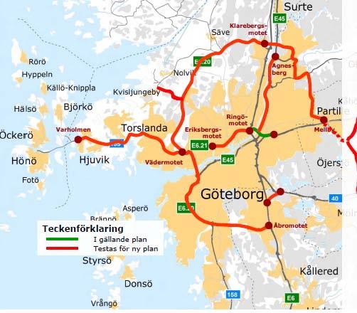 40/E6 Tvärled Mölndal E6.20 Söderleden/Västerleden kostnad 1 000 mkr Hisingsleden kostnad 1 500 mkr Österleden kostnad 730 mkr E6.