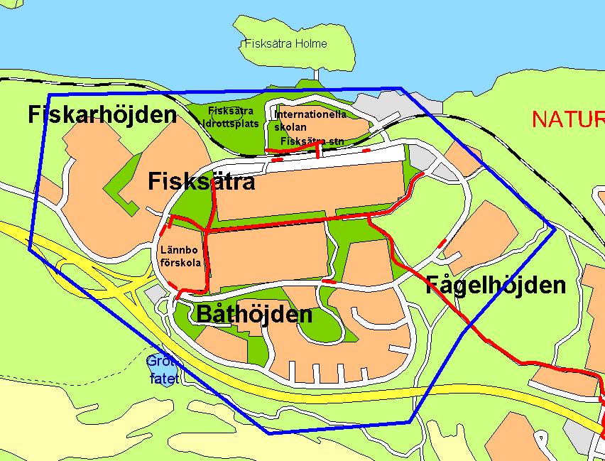 Område B, Fisksätra. Område B utgörs av Fiskarhöjden, Båthöjden, Fågelhöjden samt Fisksätra. I Fisksätra bor det cirka 5600 personer och i hela område B drygt 7000 personer.