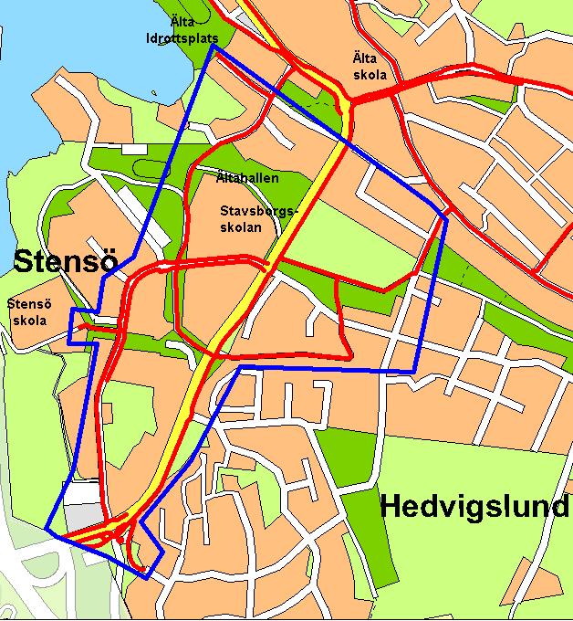 Område C, Älta södra. Älta är beläget i kommunens sydvästra del och gränsar till både Stockholm och Tyresö kommun. Området har drygt 4200 boende och strax under 500 arbetsplatser.