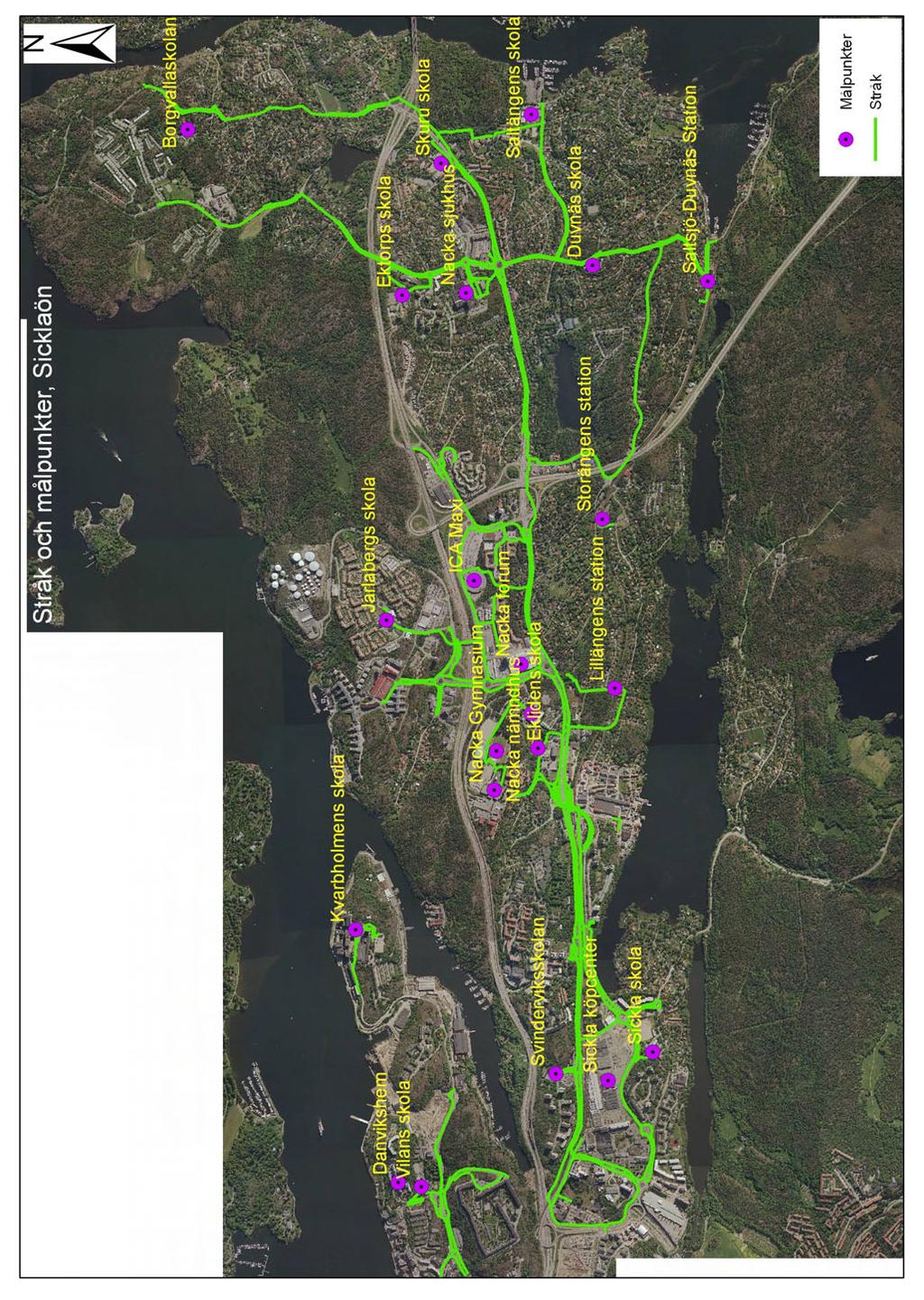 Bilaga 1 De primära stråken i Nacka kommun. Kartor över de primära stråken i Nacka kommun.