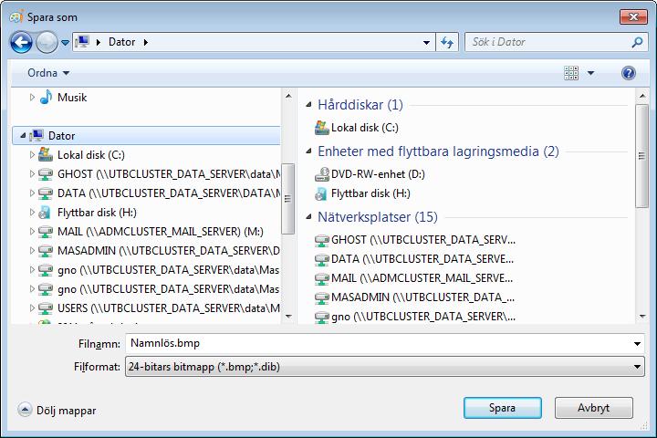 Som standard vill den spara i mappen bilder men vi vill ändra det. Klicka på dator i vänster marginalen. 2.