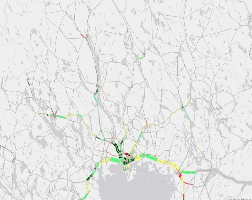 Personbilstrafiken på E18 genom Karlstad