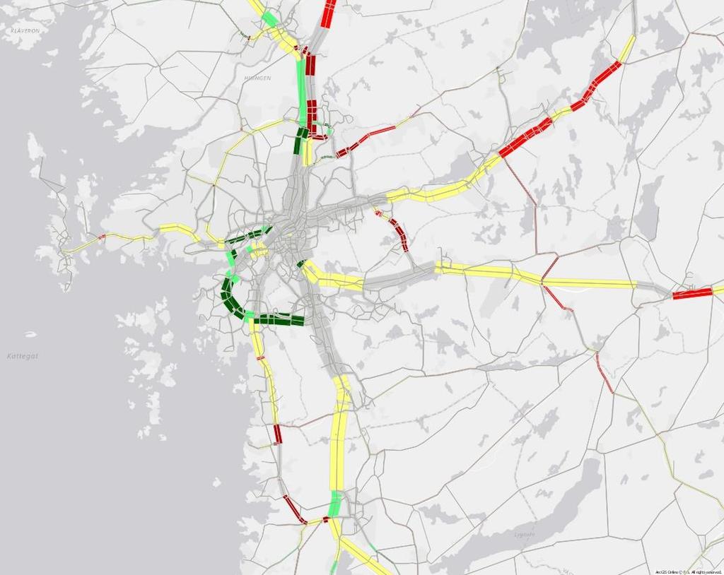 I Bohuslän underskattas trafiken på E6 på större delen av sträckan mellan Strömstad och Göteborg. Trafiken överskattas på väg 167 mellan E6 och Lilla Edet.