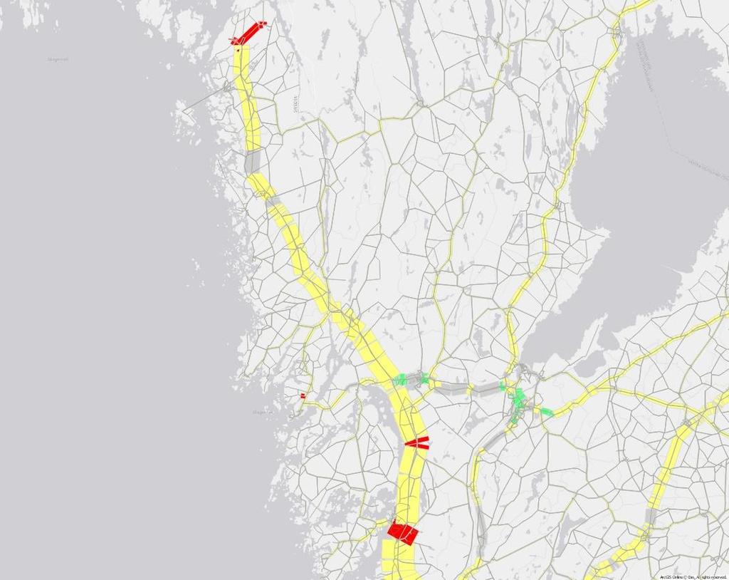 I Västra Götaland underskattas (linjen har en lutning över 1) lastbilsflödena något, men har en förhållandevis god överenstämmelse mot räkningarna.