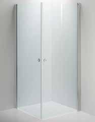 blank aluminium/klarglas 300kr Angel Rakt hörn med två öppningsbara dörrar, grepp och profiler i blank aluminium, höjd 2000 mm.