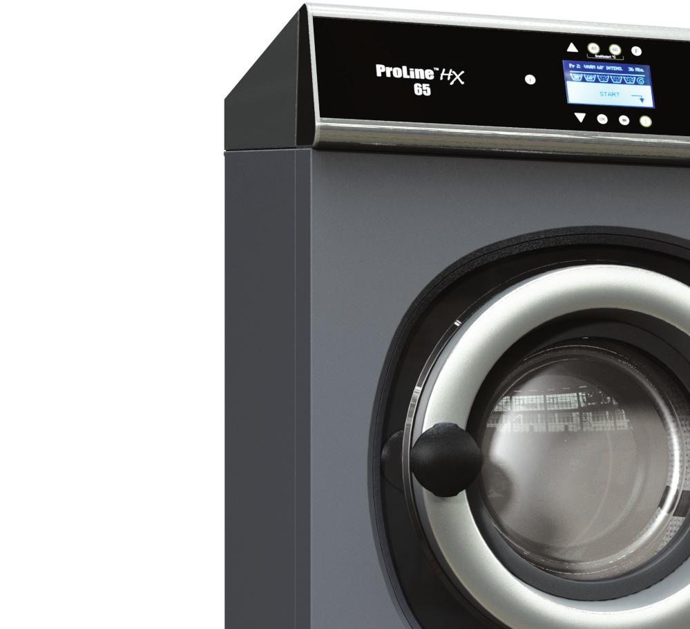 ProLine HX 65-280 Mopp ProLine HX-serien består av sju högcentrifugerande tvättmaskiner i storlekar från 65 till 280 liter.