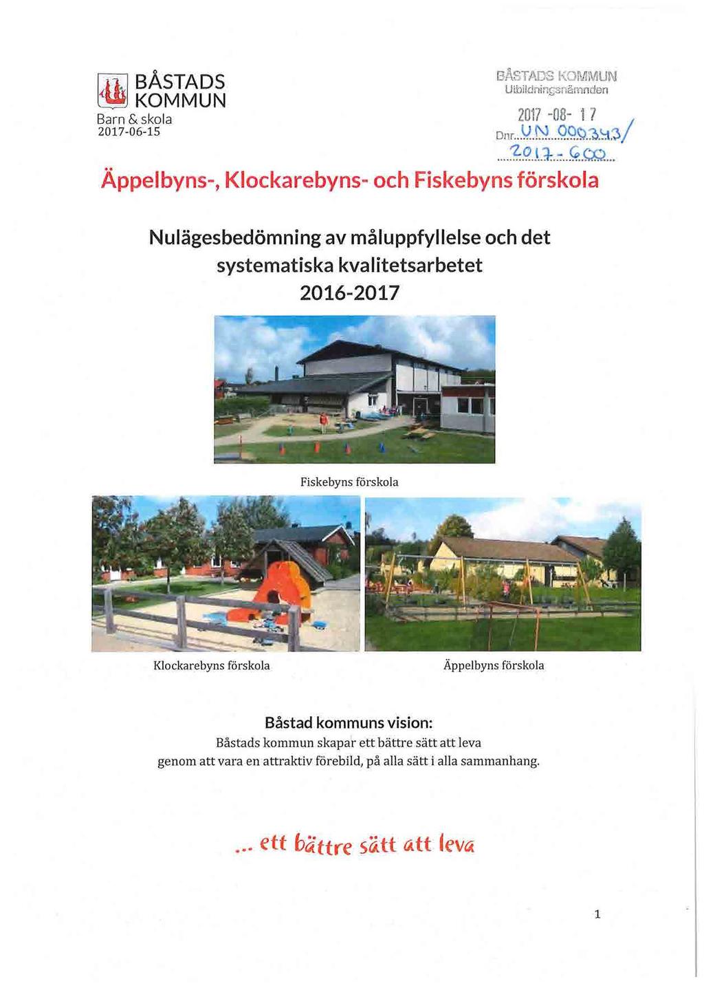 [i1j BÅSTADS ~ KOMMUN Barn & skola 2017-06-15 BASTADS KOMMUN Uibildningsnåmnden 2017-08- 1 7 Dnr... V.N... 99~.~.~.~;... 1:.9.J..±. ~.. ~.CQ.