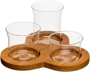 Oak serveringsset, 4 delar Glas/ek.