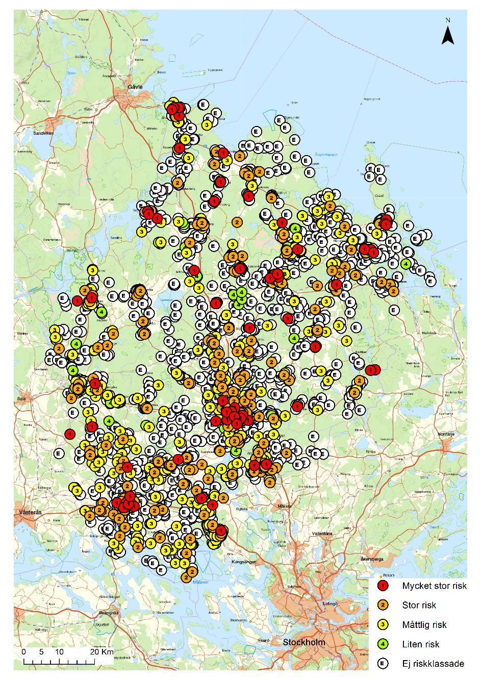 2.2 Förorenade områden i länet 2.2.1 Kartläggning av förorenade områden För närvarande finns 3525 områden som är eller kan vara förorenade i Uppsala län (se figur 1).
