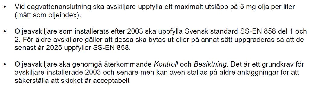 9(16) OLJEAVSKILJARE Enligt riktlinjer för oljeavskiljare i Kalmar kommun ska parkeringsplatser vid nyanläggning med mer än 50 personbilplatser utrustas med oljeavskiljare.