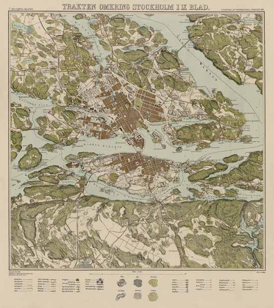 6 Fysiska förutsättningar och markanvändning B. NULÄGESBESKRIVNING Figur 23. Topografisk karta över Stockholm från 1861. Här kan man även se vilken typ av skog som växte i anslutning till staden.