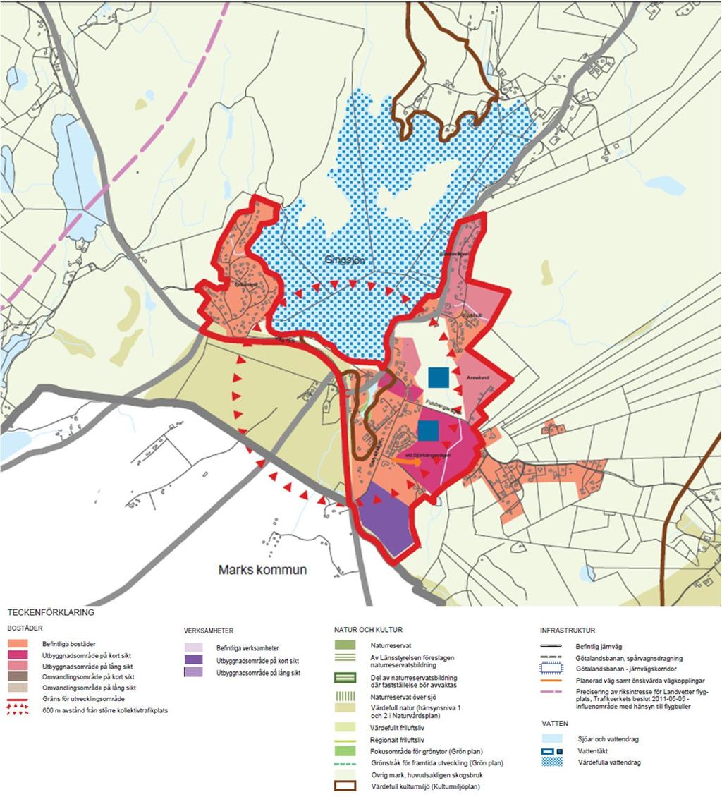 Gällande området Annelund, som ligger öster om vattentäktsområdet, anges att detta länge har diskuterats som utbyggnadsområde. Planer finns på att låta Annelund växa samman med Björkängområdet.