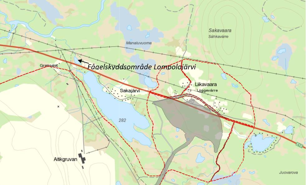 Karta över naturvärden och artförekomster efter inventeringar år 2016 och år 2017.
