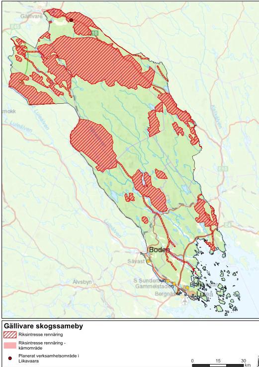 Figur 18. Karta som visar riksintresse för rennäring.
