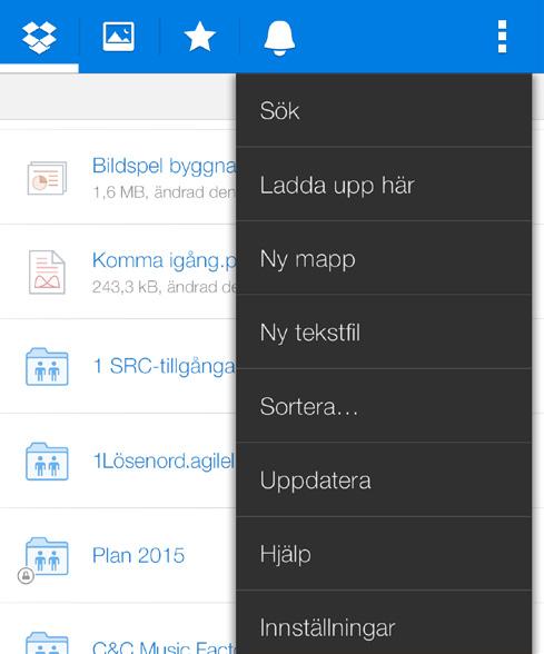 På dropbox.com 1. Logga in på dropbox.com. 2. Klicka på den blå knappen Ladda upp fil längst upp i fönstret. 3.