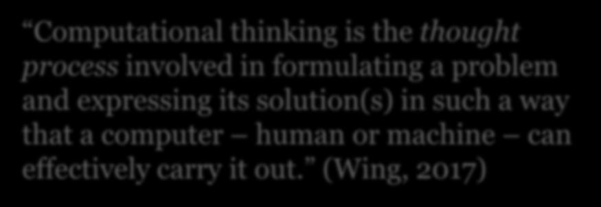 2018-05-20 11 Computational thinking is the thought process involved in formulating a problem and expressing its solution(s) in such a way that a computer human