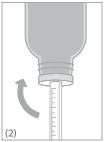 Vänd flaskan upp och ned med sprutan fortfarande på plats (Figur 2).