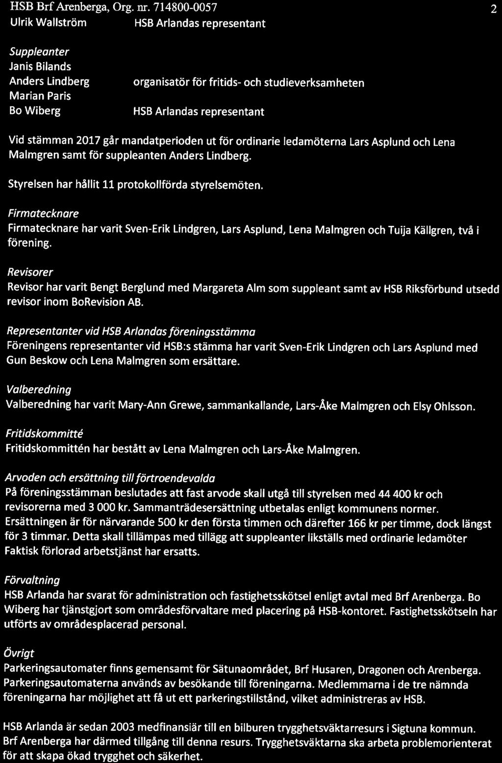 HSB BrfArenberga, Org. nr.