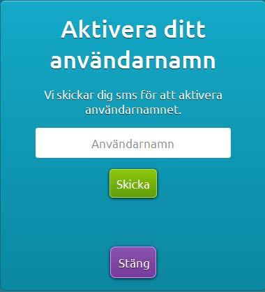 4. Päikky skickar en kod till din telefon. Mata in koden i fönstret Aktivera ditt användarnamn. Nu kan du skriva in ditt lösenord.