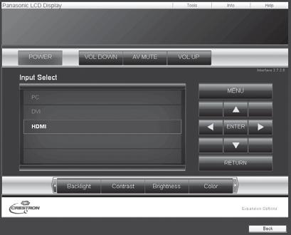 Använda webbläsarkontroll Crestron Connected sidan Du kan övervaka eller styra displayen med Crestron Connected.