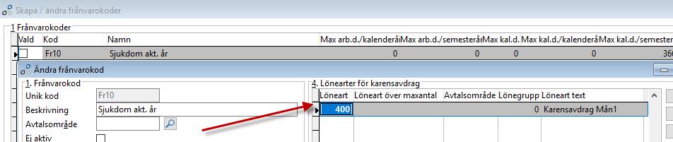 Karensavdrag Frånvarokod - Frånvarokod för sjukdom ska ha en kopplad inställning från och med dag 1