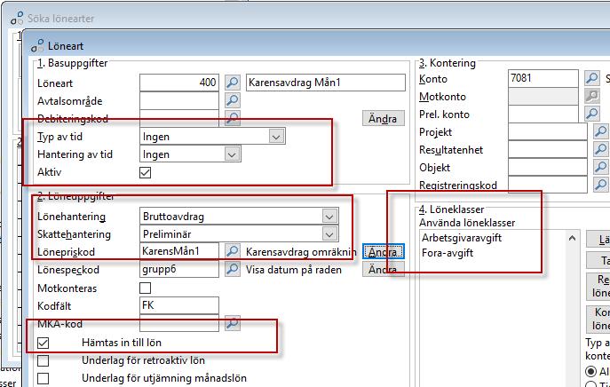 Karensavdrag Löneart Gå igenom och kontrollera att lönearter för sjukdom har skapats enligt nedan. Gå till Lön Register och löneinställningar Lönearter Söka lönearter.