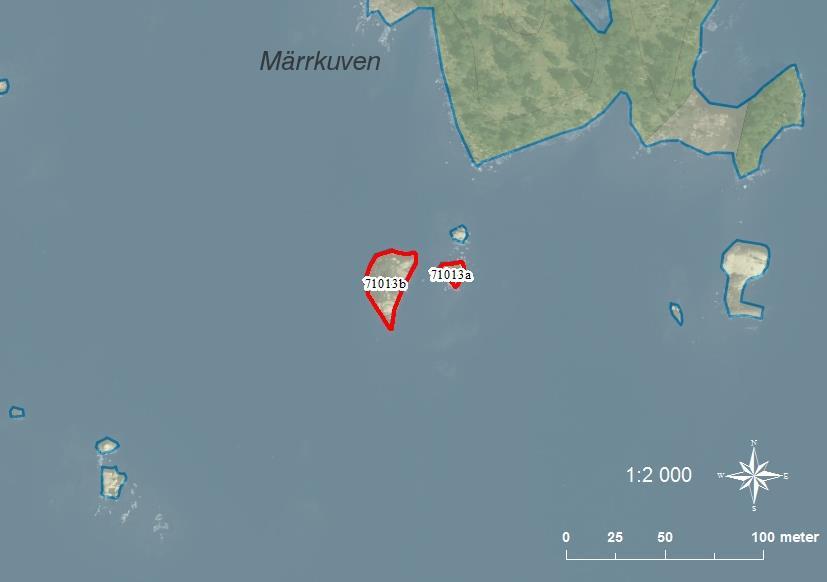 71013a Märuddens skär SE0540332 2 0,01 71013b Märuddens skär SE0540332 3 0,06 A: Klippskär med en kraftig videbuske.