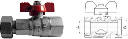 Kulventil med kopplingsring och packning * Artikel Anslutning A Anslutning B Kompatibel med KH-3/4 Rp¾ G¾ q p 0,6/1,5 m 3 /h KH-1 Rp1 G1 q p 2,5/3,5 m 3 /h KH-1 1/4 Rp1¼ G1¼