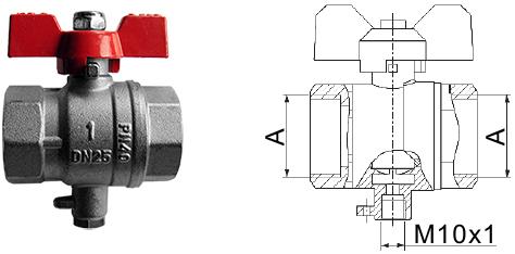 Kulventil med installationspunkt för temperaturgivare (hylsa M10x1) Artikel Anslutning A Kompatibel med KH-S-3/4 G¾ q p 0,6/1,5 m 3 /h KH-S-1 G1 q p 2,5/3,5 m 3 /h KH-S-1