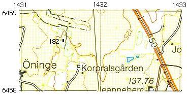 RT 90 (RH2000) X = 6458673 Y = 1431524 SWEREF 99 TM N = 6456184 E = 478817 SWEREF 99 1500 N = 6458768 E = 128809