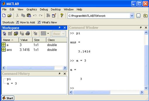 1416 Variabler i MATLAB Variabler i MATLAB Variablerna visas i delfönstret Workspace Kommandona du skrivit visas i
