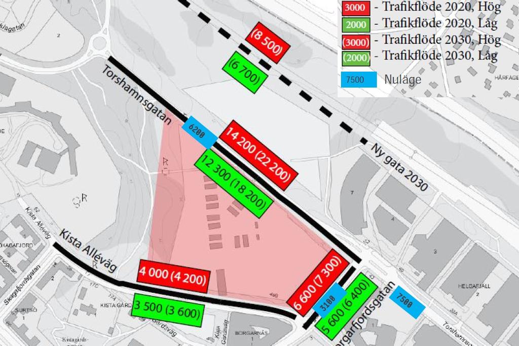 Trafikprognoser 2020 och 2030 Gång- och cykeltrafik Det befintliga nätet av gång- och cykelstråk i anslutning till planområdet är relativt välutbyggt.