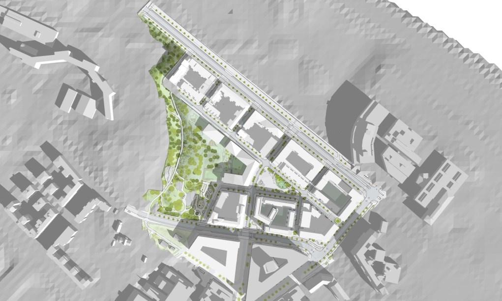 Sida 40 (45) utrymme för vägslänt in på kvartersmark inte finns på grund av planerade byggnader kan stödmurselement, mur eller spont runt de kvarteren med angränsande gatuprofil med högre uppfyllnad