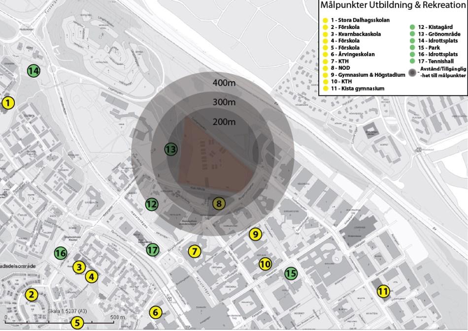 Sida 9 (45) Målpunkter för utbildning och rekreation. Geotekniska förhållanden Markförhållanden Planområdet utgörs huvudsakligen av lermark som överlagrar friktionsjord och därunder berg.
