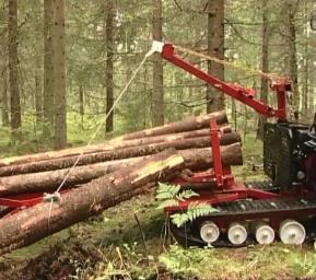 Lastkranen består av fäste, lastarm med fångstarm som kan justeras i längd, länkar och linhjul.