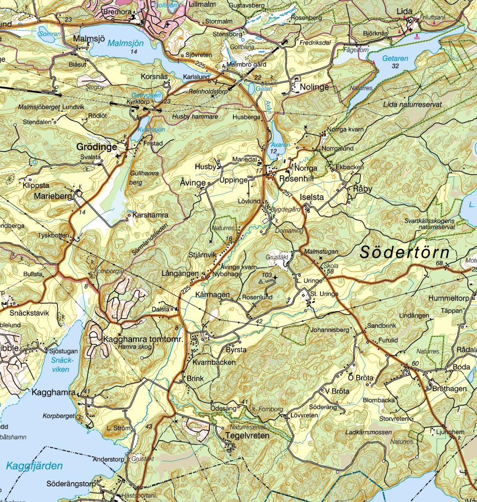 Sid 1(5) 1897/2017-08-25 Botkyrka kommun Bedömning av förutsättningar för vattenförsörjning Ritning -01 Planerad bostäder Byrsta, omr för uttagsbrunnar, vattenverk, plan.