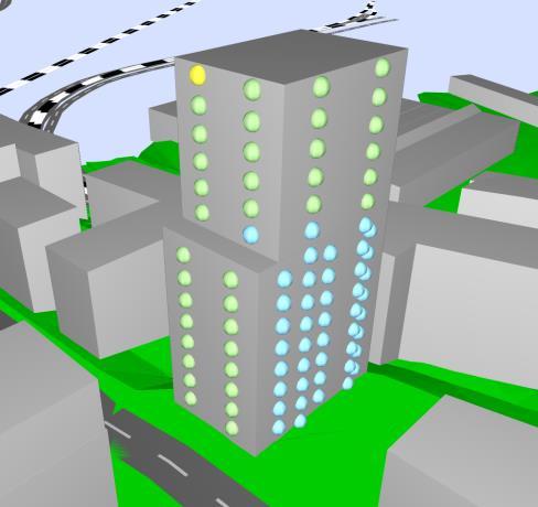 I detta fall behövs avskärmning från Östra Eriksbergsgatan och från Hamnbanan, dvs vertikal skärm mot norr och balkonggolvets(och ljudtätt räcke) avskärmning mot vägen. Figur 4.