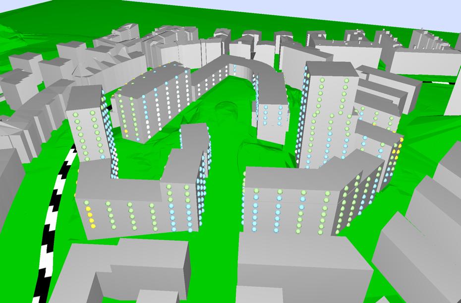 Sweco Environment AB Maximal ljudnivå, spår + Spårvagn Vy från Väster Maximal ljudnivå, spår + Spårvagn Vy från Norr Projektinfo: Kund: Göteborgs Stad Beräkningsfall Bilaga 11 - Hamnbanan ej