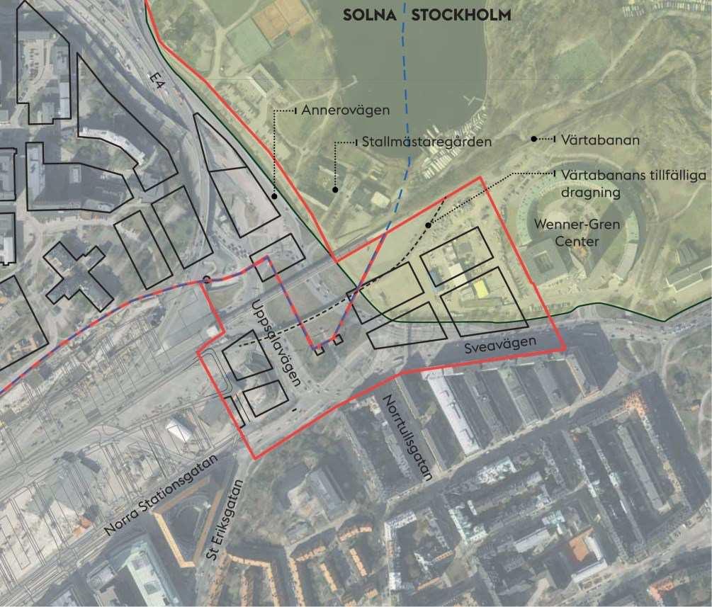 Sida 3 (10) Godkänt dokument - Anette Scheibe Lorentzi, Stadsbyggnadskontoret Stockholm, 2016-10-03, Bilden visar programområdet i Stockholm och del av programområdet i Solna markerade med heldragen