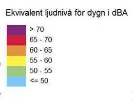 Mot Lokalgatan klaras dock ej 70 dba maximal ljudnivå.