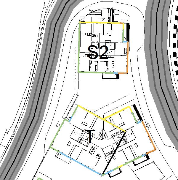 2016-08-19 rev 2016-09-28, sid 24 (28) 7.11 Hus S2 och T Byggnad S2 och T exponeras för ljudnivåer över riktvärdet 55 dba ekvivalent ljudnivå på de sidor som vetter mot Perstorpsvägen.